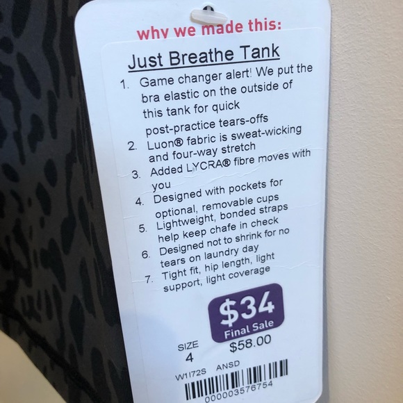 New Lululemon leopard Just Breathe Tank 4 NWT - Picture 6 of 6